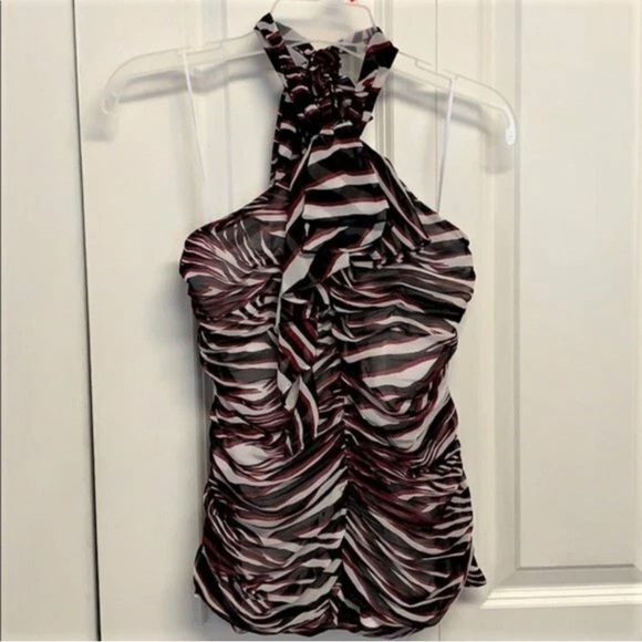 Small Halter Top from EXPRESS Stylish Halter Neck Ruched - Black, White, and Red - Picture 2 of 8